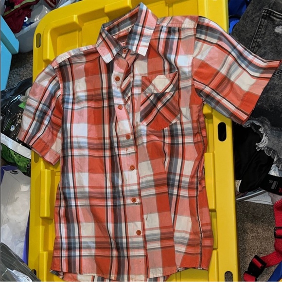 Route 66 Kids Plaid Shirt in Orange and White - Picture 1 of 2